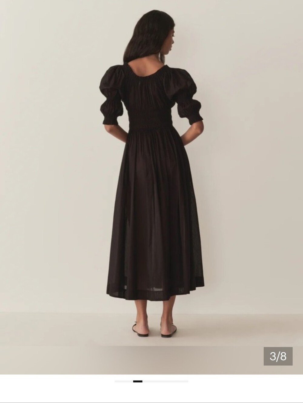 Doen Black Ischia smocked poplin dress Size M - Picture 3 of 10